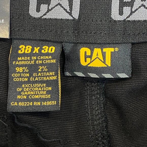 CAT Caterpillar Utility Work Pants Mens 38 x 30 Black Flex Waistband Cell Pocket - Picture 7 of 13